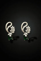 Aganya kreation Earrings Safia Diamond Look Earrings - Elegant Silver Plated Design Emerald green