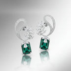 Aganya kreation Earrings Safia Diamond Look Earrings - Elegant Silver Plated Design Emerald green