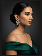 Aganya kreation Earrings Safia Diamond Look Earrings - Elegant Silver Plated Design Emerald green