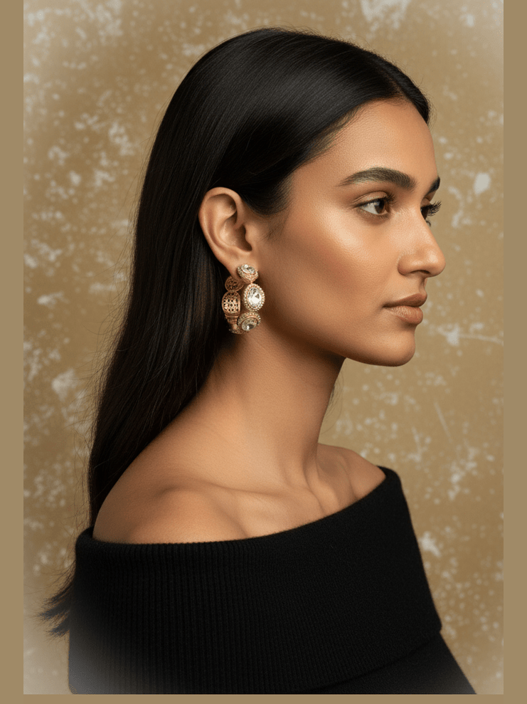 Aganya kreation Earrings Sasha Polki Kundan Baliya - Elevate Your Party Look