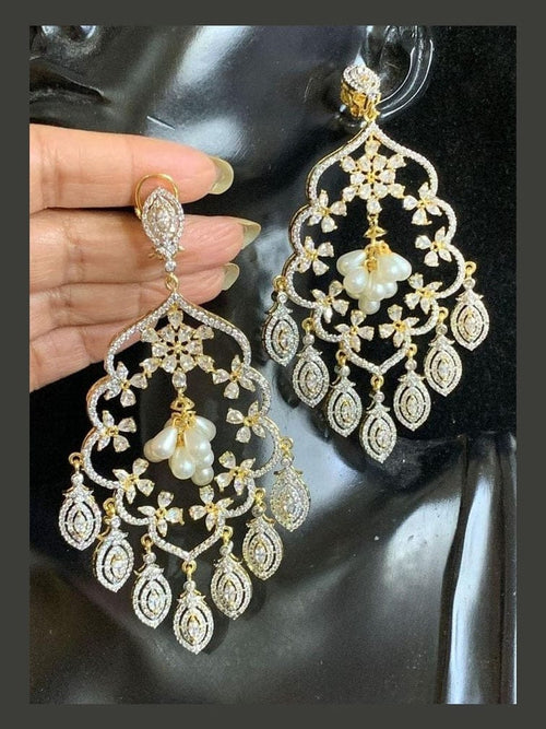 Aganya kreation Earrings Sassy AD and Pearl Hoops - Elegant Jewelry for Every Occasion Gold Gold