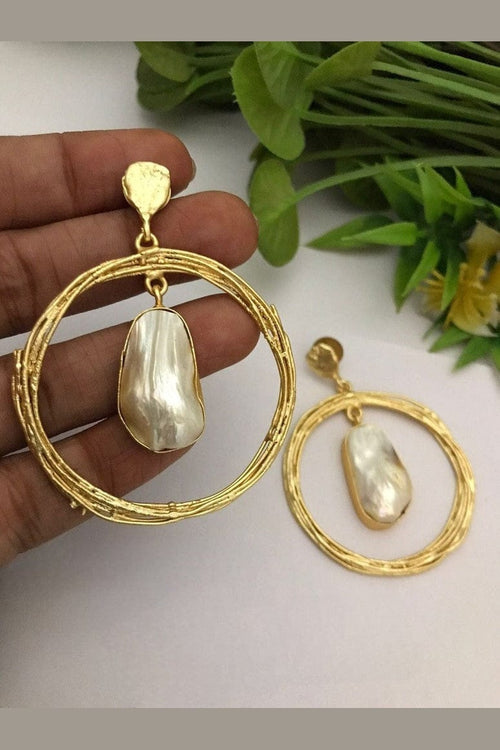 Aganya kreation Earrings Shanaya Fusion Real Pearl Earrings - Timeless Elegance