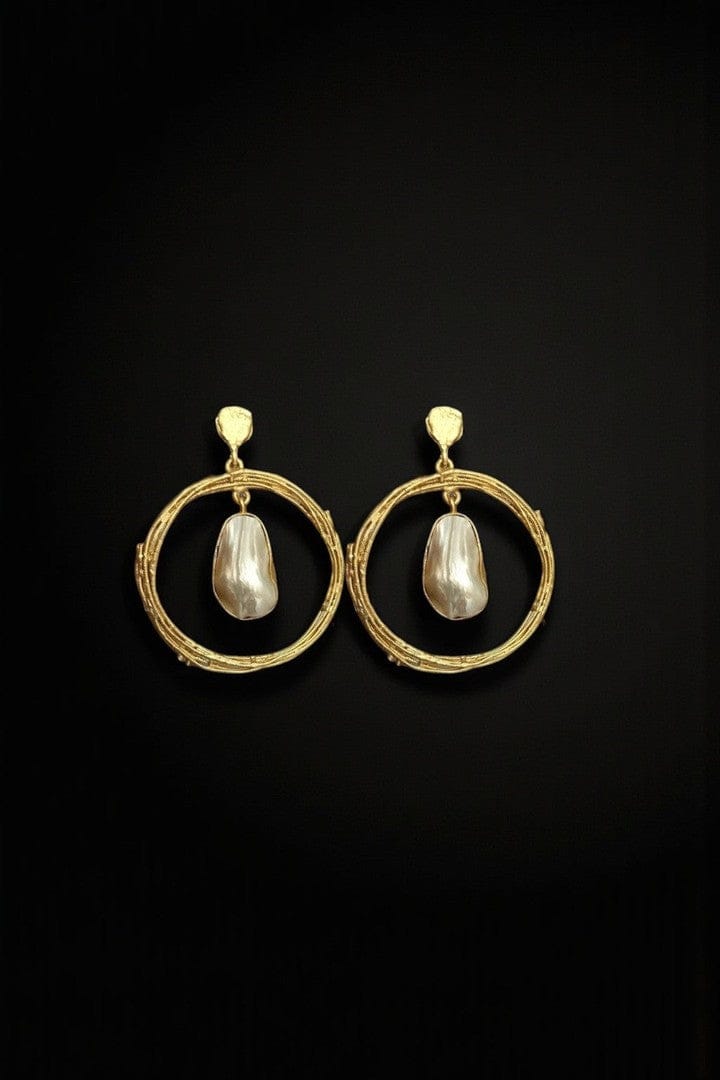 Aganya kreation Earrings Shanaya Fusion Real Pearl Earrings - Timeless Elegance