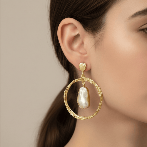 Aganya kreation Earrings Shanaya Fusion Real Pearl Earrings - Timeless Elegance