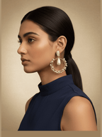 Aganya kreation Earrings Simona Real Pearl Jhumka Earrings - Elegant Brass Design