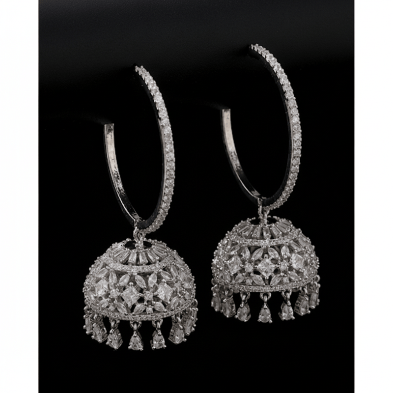 Aganya kreation Earrings Sitara CZ Hoops - Elegant Ethnic & Western Jewelry