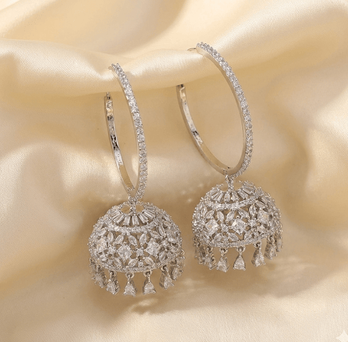 Aganya kreation Earrings Sitara CZ Hoops - Elegant Ethnic & Western Jewelry