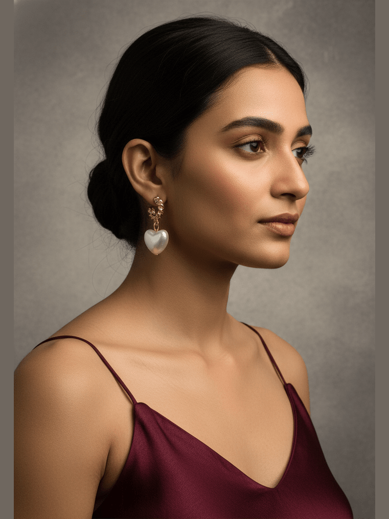 Aganya kreation Earrings Sophia Pearl Earrings - Elegant Heart-Shaped Design