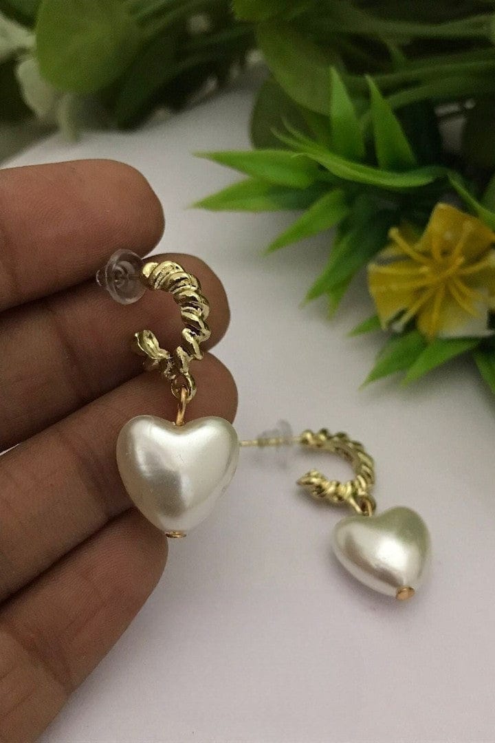 Aganya kreation Earrings Sophia Pearl Earrings - Elegant Heart-Shaped Design
