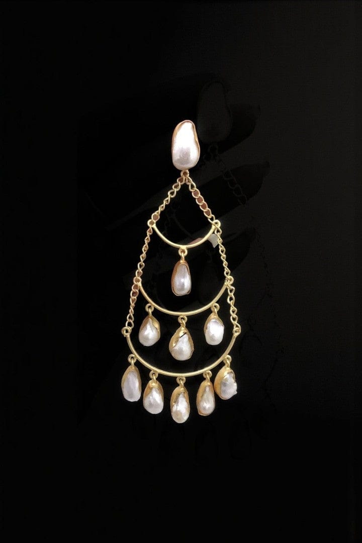 Aganya kreation Earrings Suchita Long Real Pearl Earrings - Elegant & Handcrafted