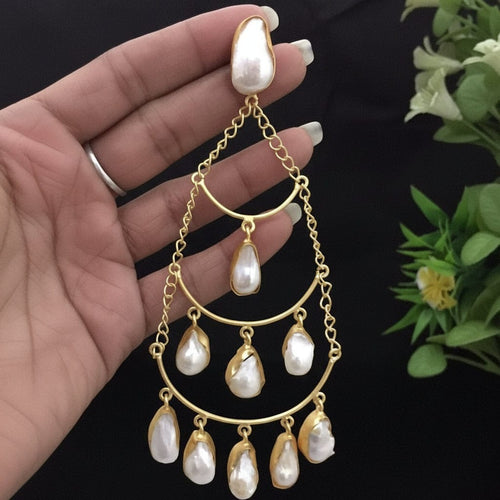 Aganya kreation Earrings Suchita Long Real Pearl Earrings - Elegant & Handcrafted