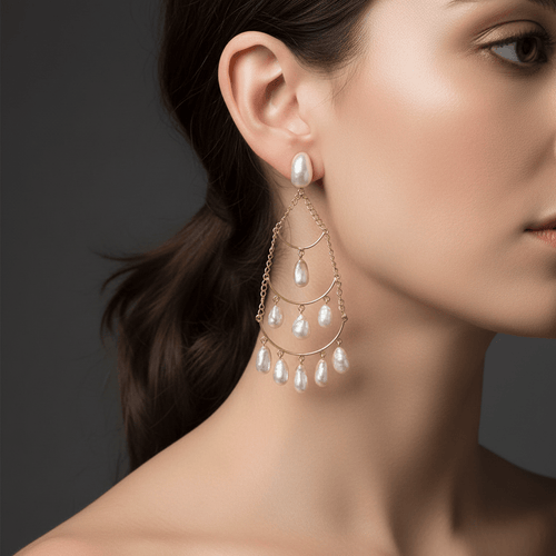 Aganya kreation Earrings Suchita Long Real Pearl Earrings - Elegant & Handcrafted