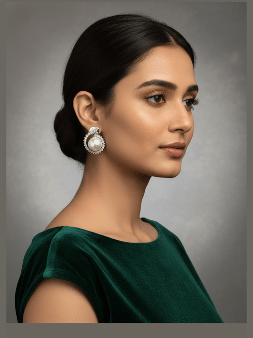 Aganya kreation Earrings Suhaani Pearl AD Earrings - Elegant & Timeless Jewelry