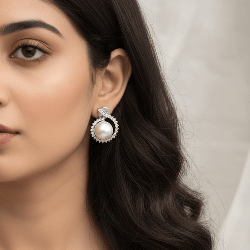 Aganya kreation Earrings Suhaani Pearl AD Earrings - Elegant & Timeless Jewelry