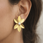 Aganya kreation Earrings Sunehri Real Pearl Earrings - Elegant Brass Jewelry