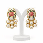 Aganya kreation Earrings Tamia Real Pearl Earrings — Freshwater & Hand-Painted Japanese Pearl, 4 Flower Colour Variants