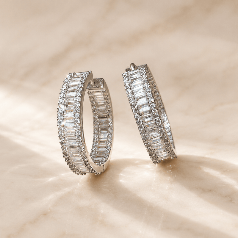 Aganya kreation Earrings Trishika Hand-Set Zirconia Inside-Out Chouki Diamond Hoop Earrings – Silver, Gold & Black Victorian Finish