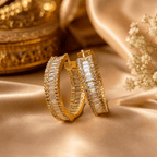 Aganya kreation Earrings Trishika Hand-Set Zirconia Inside-Out Chouki Diamond Hoop Earrings – Silver, Gold & Black Victorian Finish Gold plated