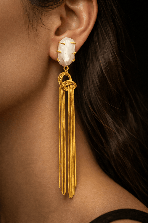 Aganya kreation Earrings Varija Baroque Real Pearl Earrings - Elegant Brass Jewelry