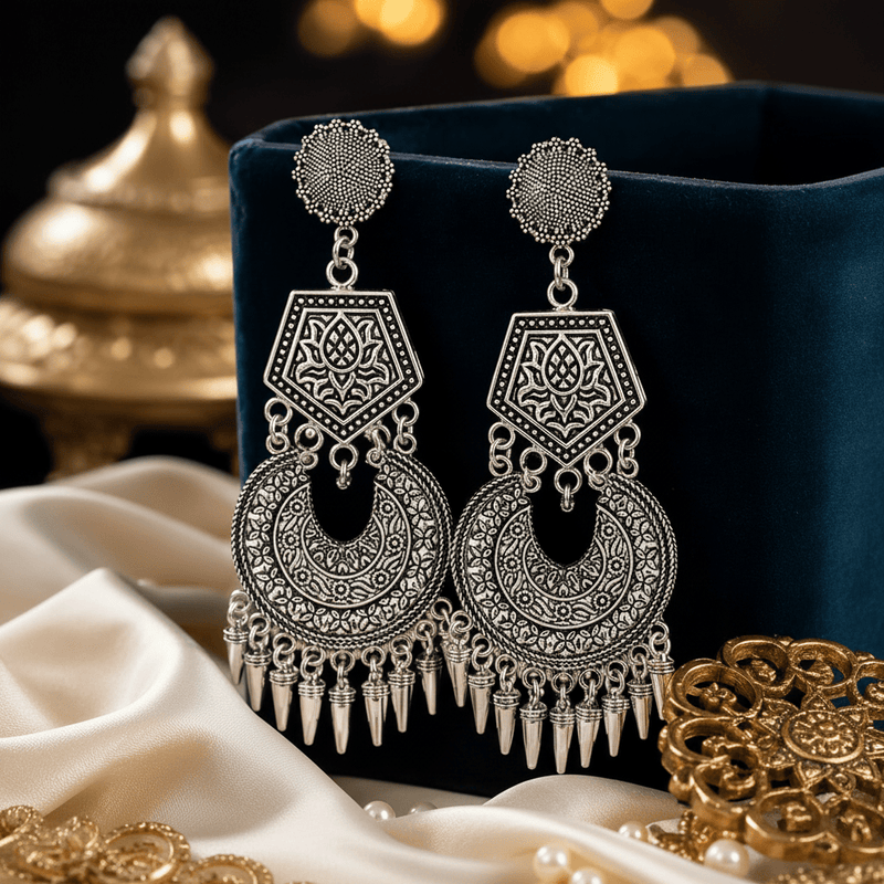 Aganya kreation Earrings Western German Silver Earrings - Elegant & Timeless Design