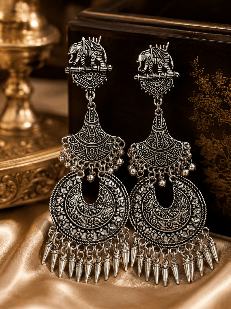 Aganya kreation Earrings Western German Silver Earrings - Elegant & Timeless Design