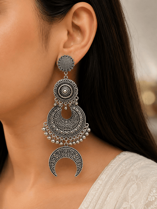 Aganya kreation Earrings Western German Silver Earrings - Elegant & Timeless Design 2