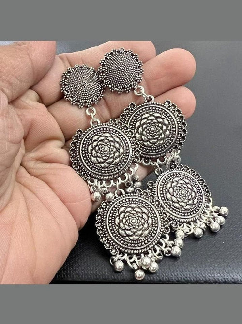 Aganya kreation Earrings Western German Silver Earrings - Elegant & Timeless Design 3