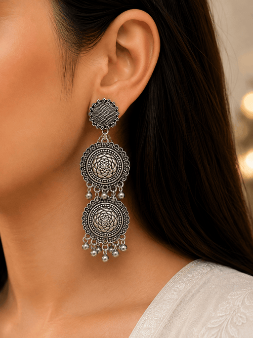 Aganya kreation Earrings Western German Silver Earrings - Elegant & Timeless Design 3