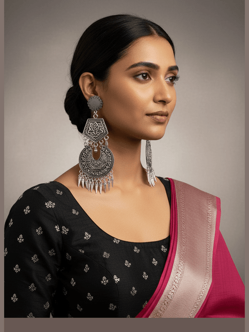 Aganya kreation Earrings Western German Silver Earrings - Elegant & Timeless Design 5