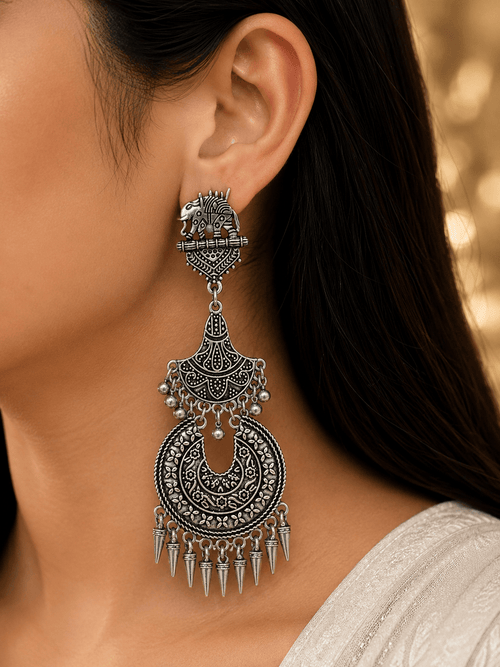 Aganya kreation Earrings Western German Silver Earrings - Elegant & Timeless Design 5
