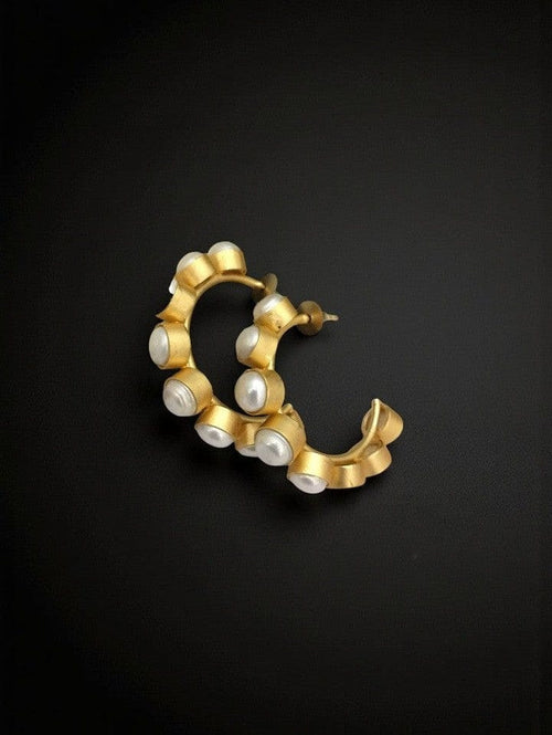 Aganya kreation Earrings Zooni Real Pearl Fusion Hoops - Elegant Handmade Earrings