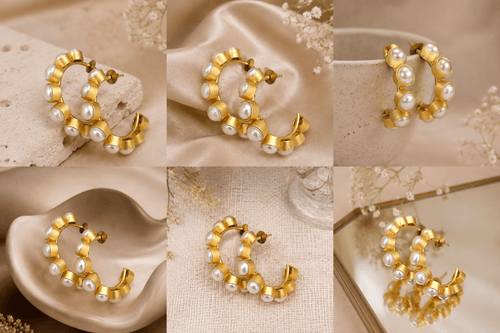 Aganya kreation Earrings Zooni Real Pearl Fusion Hoops - Elegant Handmade Earrings