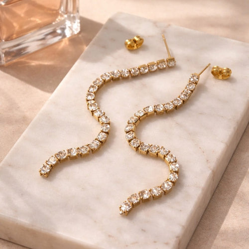 ES-312-18k Gold Plated Stainless Steel Tarnish Free Waterproof Female Earrings