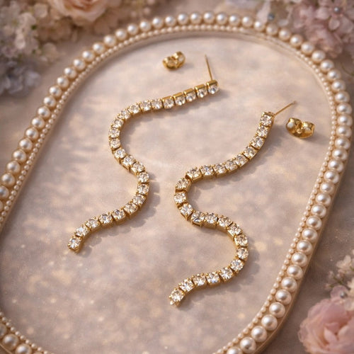 ES-312-18k Gold Plated Stainless Steel Tarnish Free Waterproof Female Earrings