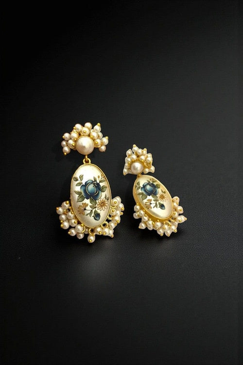 Aganya kreation Fiona Real Pearl Earrings - Elegant Brass & Gold Plating