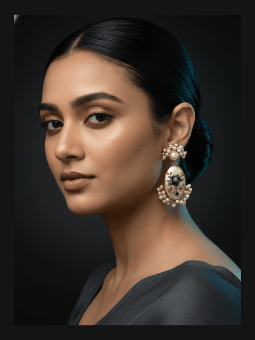 Aganya kreation Fiona Real Pearl Earrings - Elegant Brass & Gold Plating