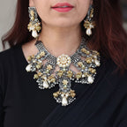 Aganya kreation German silver set Aarvi Set - Elegant German Silver Kundan Jewelry