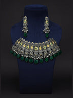 Aganya kreation German silver set Aprajita Set - Exquisite German Silver Kundan Jewelry