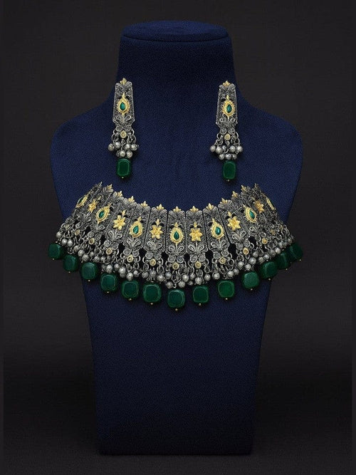 Aganya kreation German silver set Aprajita Set - Exquisite German Silver Kundan Jewelry