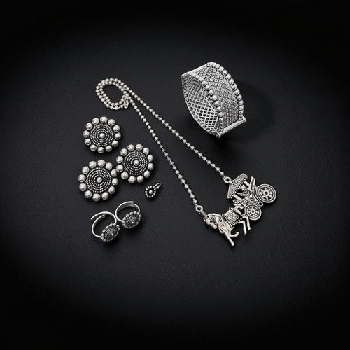 Aganya kreation German silver set German Silver Chariot Combo - Elegant Jewelry Set