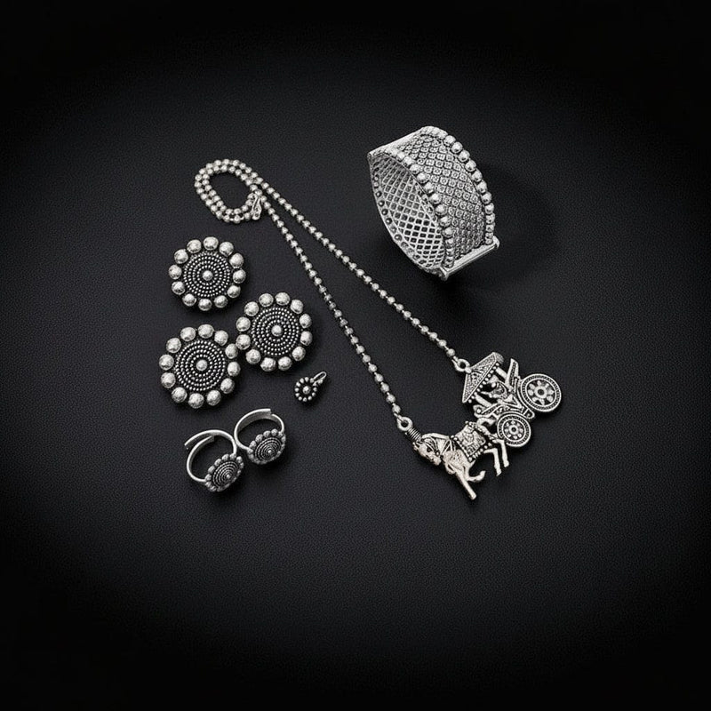 Aganya kreation German silver set German Silver Chariot Combo - Elegant Jewelry Set