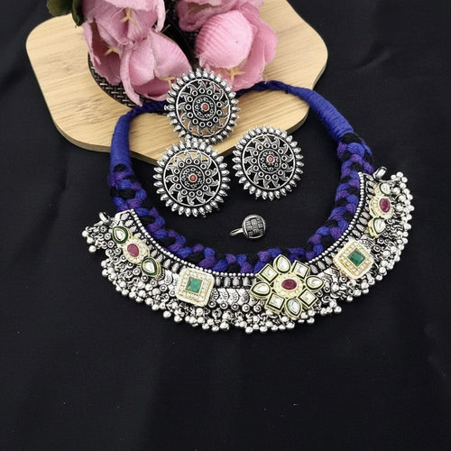 Aganya kreation German silver set Jhanki Set - Luxurious Thread Choker Combo with Matching Accessories
