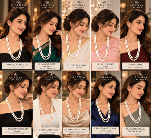 Aganya kreation Jewelry AarohiFreshwater Pearl Necklace – Real Pearl Jewellery for Women
