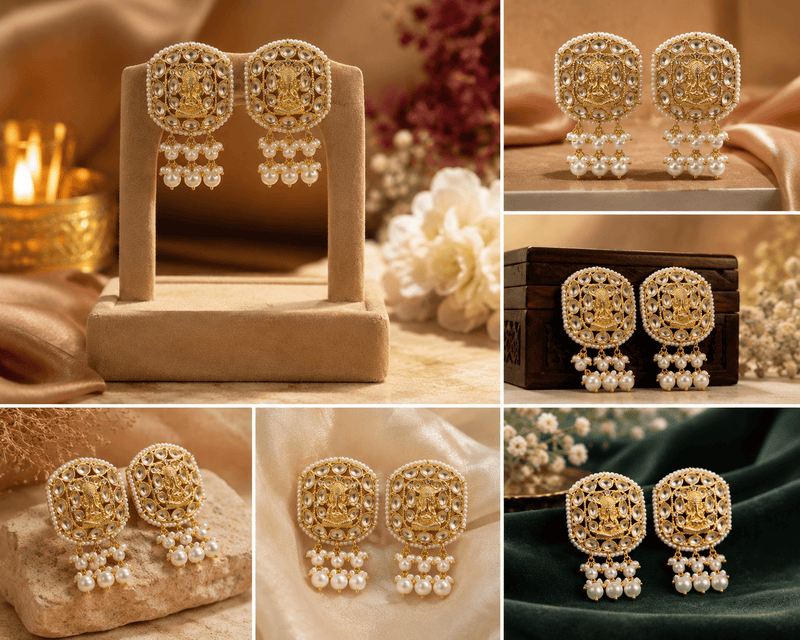 Aganya kreation Jewelry Ekdant Polki Kundan Earrings - Timeless Elegance