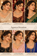 Aganya kreation Jewelry Kairavi Antique Gold Plated Moissanite Polki Kundan Set | Aganya Kreation