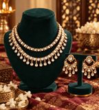 Aganya kreation Jewelry Kairavi Antique Gold Plated Moissanite Polki Kundan Set | Aganya Kreation