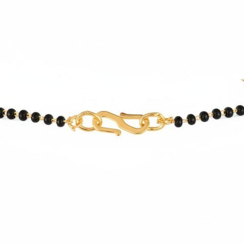 Aganya kreation Jewelry Katyani American Diamond Gold Plated Black Beads Mangalsutra for Women | Aganya Kreation