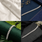 Aganya kreation Jewelry Luxury Zirconia Diamond Marquise Link Bracelet for Women – Silver Finish