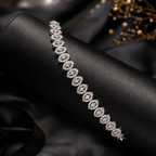 Aganya kreation Jewelry Luxury Zirconia Diamond Marquise Link Bracelet for Women – Silver Finish