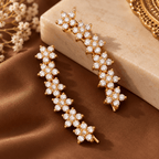 Aganya kreation Jewelry Madhavi American Diamond Floral Gold Plated Ear Cuff Earrings for Women | Aganya Kreation